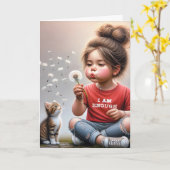 Little Girl Blowing Dandelions For Birthday Kaart (Gele Bloem)