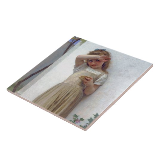 Little Girl, Bouguereau Tegeltje (Zijkant)