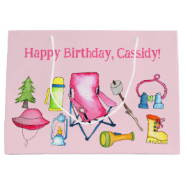 Little Girl Camping thema gepersonaliseerd Groot Cadeauzakje