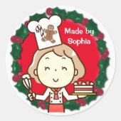 Little Girl Chef Christmas Ronde Sticker (Voorkant)
