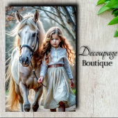Little Girl Cream Dress White Horse Storybook Boer Tissuepapier