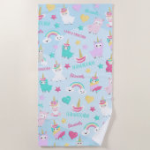 Little Girl Cute Llamacorn Pastel Pattern Strandlaken (Voorkant)