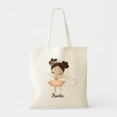 Little Girl Dancing Ballerina w/Bow, Gold Sparkles Tote Bag (Voorkant)