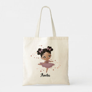Little Girl Dancing Ballerina w/Bows, Roos Gold Tote Bag