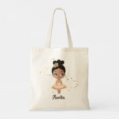 Little Girl Dancing Ballerina w/Flower, Gold Tote Bag (Achterkant)