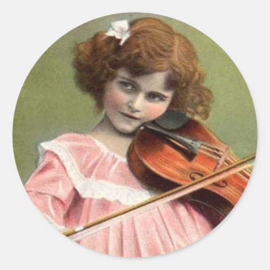 Little Girl die Violiin Sticker speelt (Voorkant)