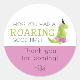 Little Girl Dinosaur-themafparty tutu Pink Green Ronde Sticker
