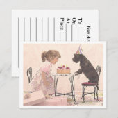 Little Girl & Dog Celelbration Kaart (Voorkant / Achterkant)