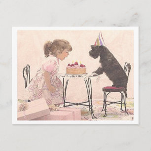 Little Girl & Dog Celelbration Kaart