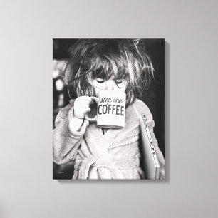 Little Girl Drink koffie Canvas Afdruk