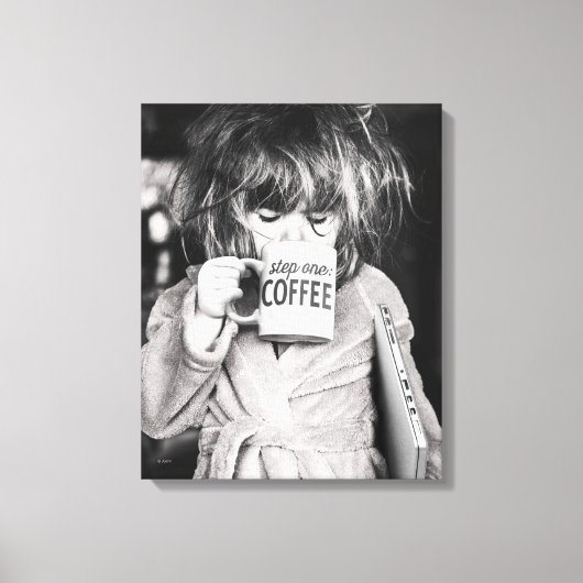 Little Girl Drink koffie Canvas Afdruk (Voorkant)