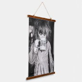 Little Girl Drink koffie Hangend Wandkleed (Gebogen)