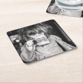 Little Girl Drink koffie Kartonnen Onderzetters (Schuin)