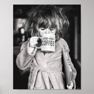Little Girl Drink koffie Poster