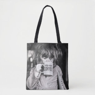 Little Girl Drink koffie Tote Bag