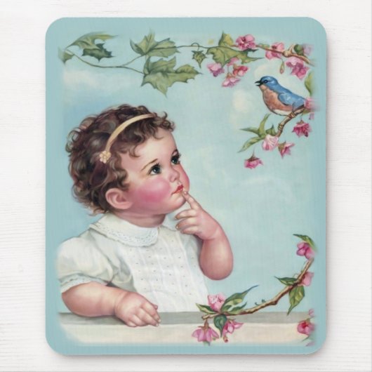 Little Girl en Blue Bird Muismat (Voorkant)