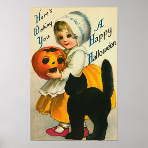 Little Girl en Cat Poster