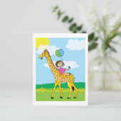 Little Girl en Giraffe Briefkaart (Staand voorkant)