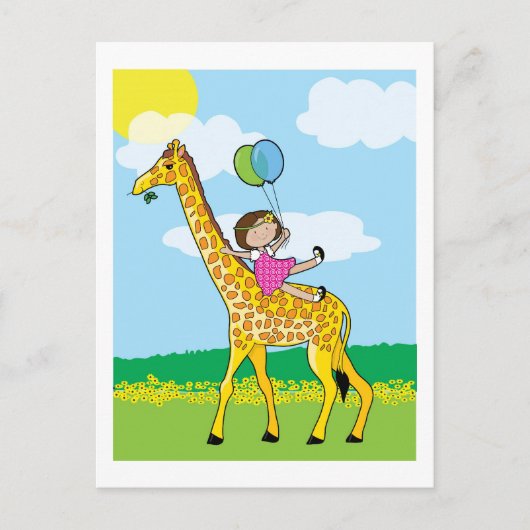 Little Girl en Giraffe Briefkaart (Voorkant)