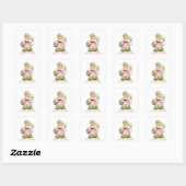 Little Girl en Goose Happy Easter Vierkante Sticker (Vel)