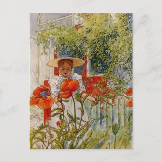 Little Girl en Red Poppies Briefkaart (Voorkant)