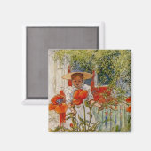 Little Girl en Red Poppies Magneet (Voorkant / Achterkant)