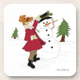 Little Girl en Snowman Onderzetters