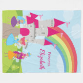 Little Girl Fairy Princess met Rainbow en Castle Fleece Deken (Voorkant (Horizontaal))