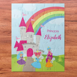 Little Girl Fairy Princess met Rainbow en Castle Legpuzzel