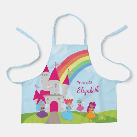 Little Girl Fairy Princess met Rainbow en Castle Schort (Voorkant)