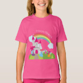 Little Girl Fairy Princess met Rainbow en Castle T-shirt (Voorkant)