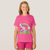 Little Girl Fairy Princess met Rainbow en Castle T-shirt (Voorkant volledig)