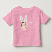 Little Girl Foto met Bunny Ears en Name Easter Kinder Shirts (Voorkant)