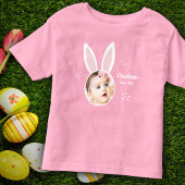 Little Girl Foto met Bunny Ears en Name Easter Kinder Shirts