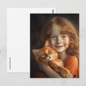 LITTLE GIRL & GINGER CAT BRIEFKAART (Voorkant / Achterkant)