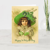 Little Girl, Green Pet, Shamrocks, St Patrick's Da Kaart (Voorkant)
