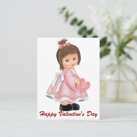 Little Girl Happy Valentine's Day Briefkaarten (Staand voorkant)