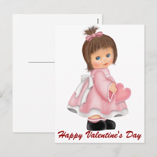 Little Girl Happy Valentine's Day Briefkaarten (Voorkant / Achterkant)