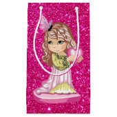 Little Girl Holding Heart Fuschia Faux Klein Cadeauzakje (Voorkant)