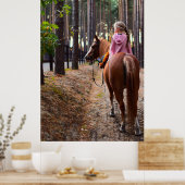 Little Girl Horseback Riding Poster (Keuken)