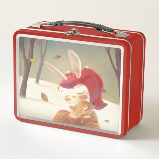 Little Girl Hugging Deer (Voorkant)