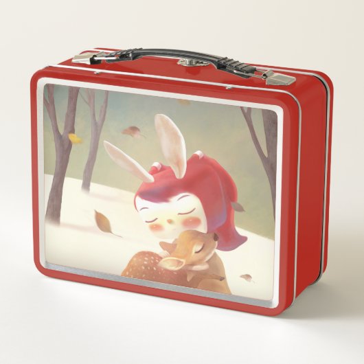 Little Girl Hugging Deer (Achterkant)