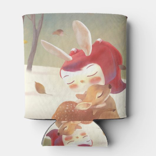 Little Girl Hugging Deer Blikjeskoeler (Achterkant)