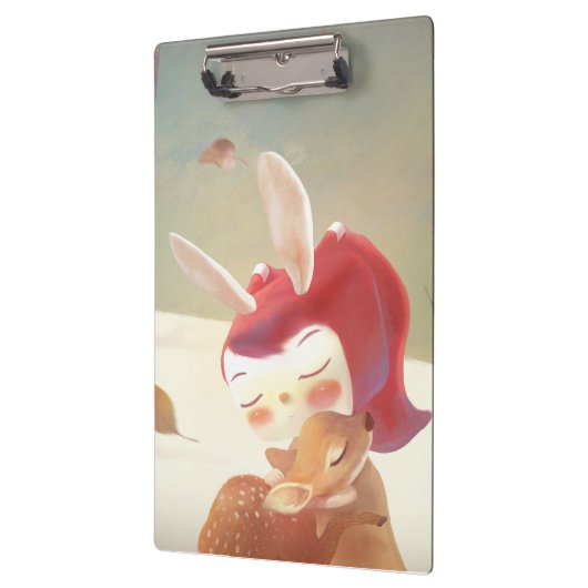 Little Girl Hugging Deer Klembord (Links)