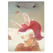 Little Girl Hugging Deer Klembord (Voorkant)