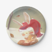 Little Girl Hugging Deer Papieren Bordje (Voorkant)