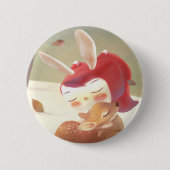 Little Girl Hugging Deer Ronde Button 5,7 Cm (Voorkant)