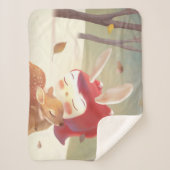 Little Girl Hugging Deer Sherpa Deken (Voorkant)