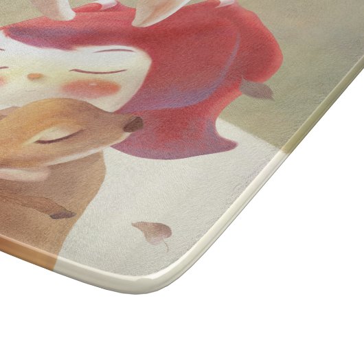 Little Girl Hugging Deer Snijplank (Hoek)