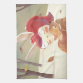 Little Girl Hugging Deer Theedoek (Verticaal)